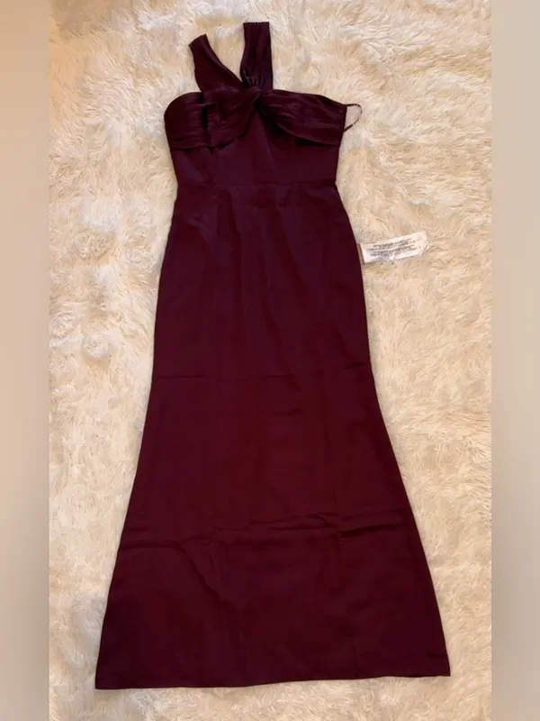 NEW Dress The Population Rosalia Sleeveless Dark Cherry burgundy Satin Gown Sz L - Image 5