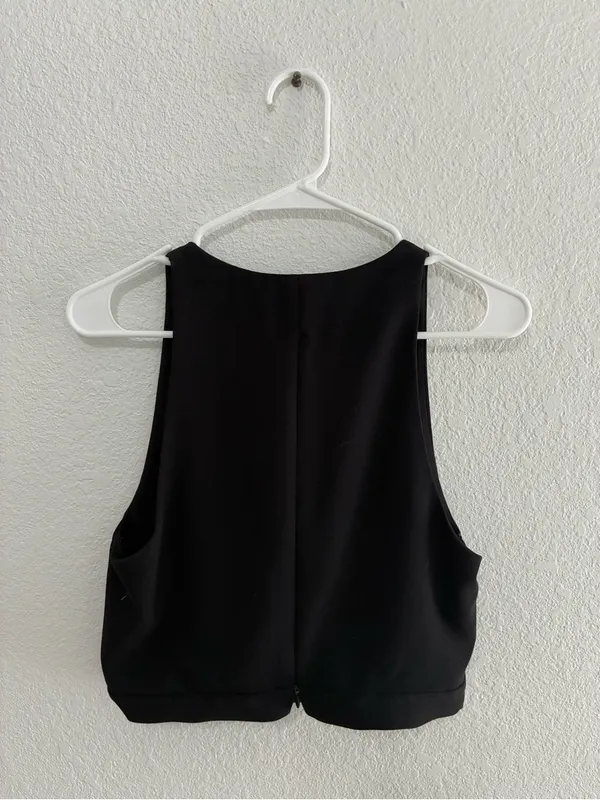 ZARA Black Draped Cowl Crop Camisole - Image 4