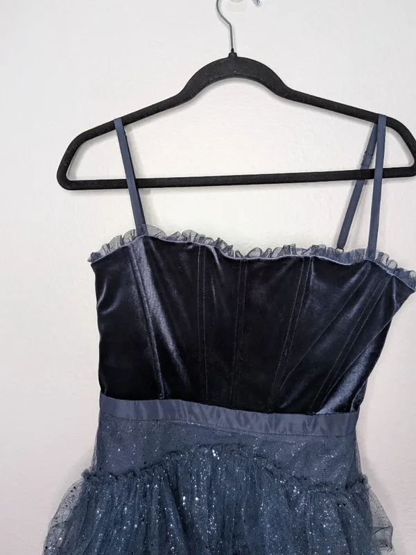 Betsy and Adam Navy Blue Glitter Tulle Fit and Flare Dress Size 8 - Image 2