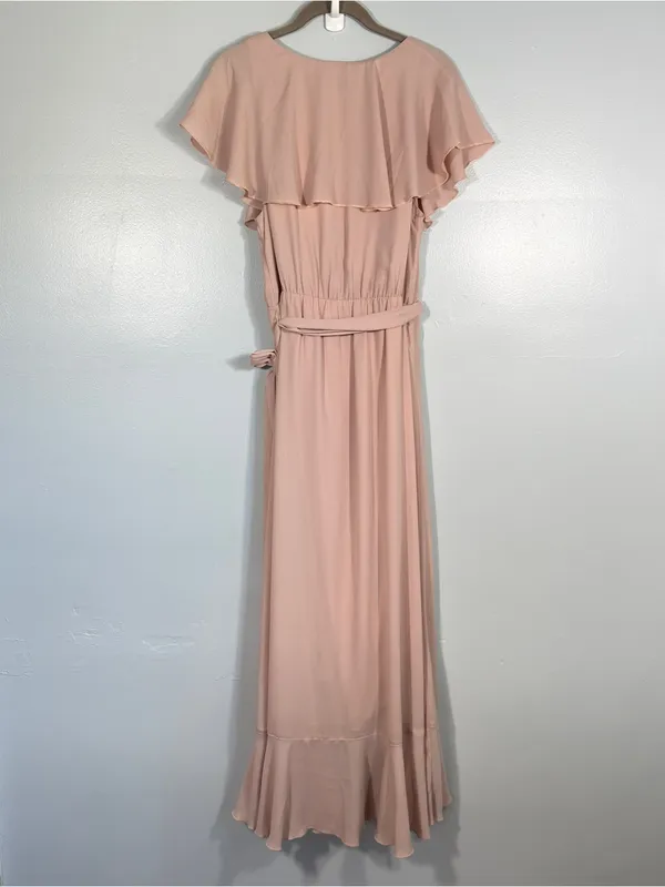 Show Me Your MuMu Jess Chiffon Midi Dress L Dusty Pink Wedding Guest Bridesmaid - Image 3