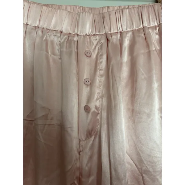 Daily Drills Resort Satin Pants Wide Leg Elastic Waist Light Pink Women's XS/S - Image 7