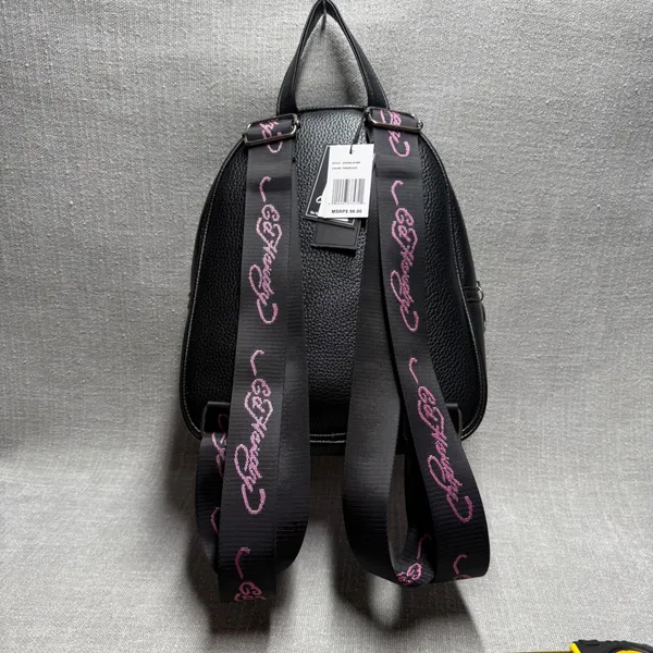 Ed Hardy Mini Backpack Pink‎ Black Skull Rhinestone Y2K NWT Vegan Leather - Image 2