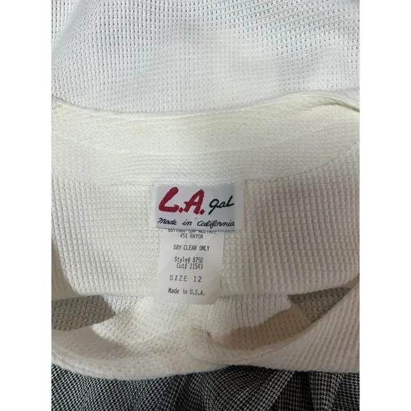 Vintage 90s L.A. Gal Colorblock Maxi‎ Dress White Knit Gray Skirt 12 - Image 5