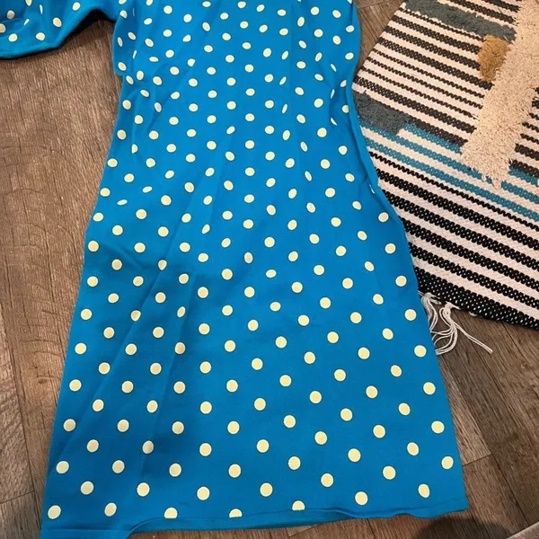 ZARA // turquoise polka‎ dot 1 puff shoulder knit size L - Image 12