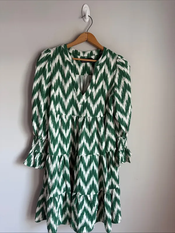 TUCKERNUCK Pomander Place green IKAT Kenzo Dress Small - Image 2