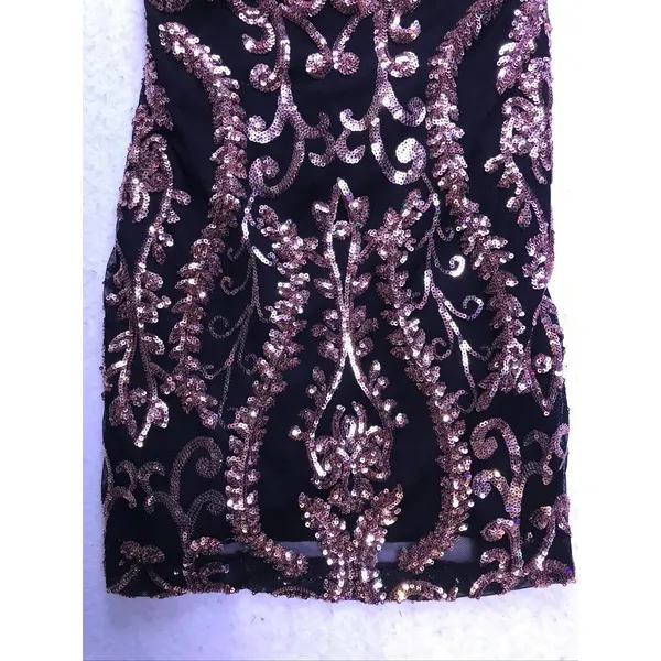 Windsor Mini Dress Womens Size 1 Black Rose Gold Sequin Damask Bodycon Cocktail - Image 8