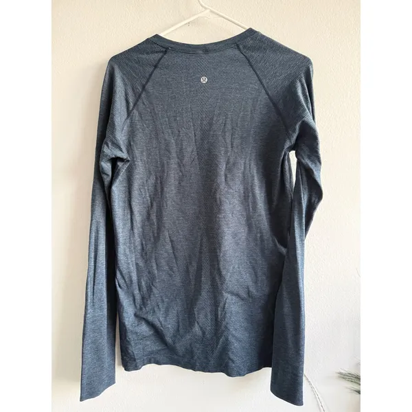 Lululemon Swiftly Tech Long Sleeve 2.0 Shirt Size 10 Heathered Blue Gray Workout - Image 3