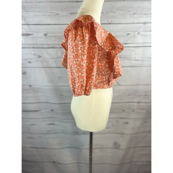 BILLABONG x Salty Blonde Blouse Large One Shoulder Top Shine On Cropped Crop - Image 4