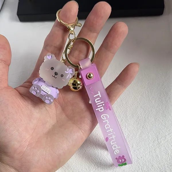 Teddy Bear Car Keychain Bell Keychain Charm Bag Charm Couple Gifts - Image 4