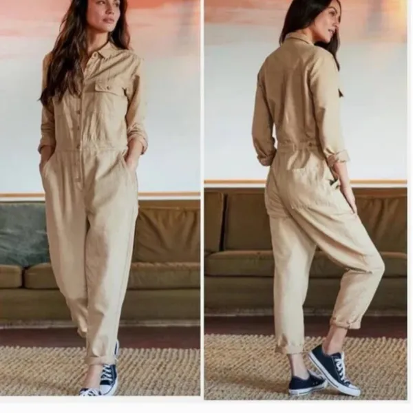 NWT Outerknown S.E.A. Suit Long Sleeve Organic Cotton Jumpsuit Sandy Small - Image 3