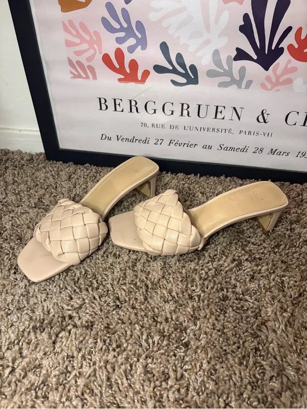 H&M Beige Woven Braided Heeled Sandals – Women’s 5.5 / EU 36 - Image 2