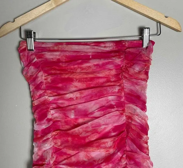 Superdown Womens Pink Strapless Ruched Bodycon Micro Mini Dress Small - Image 5