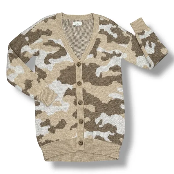 Lucky Brand Dessert Camo V Neck Long Cardigan Sweater Tan Cream‎ Small - Image 12