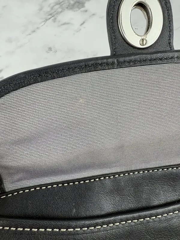*Coach Vintage Legacy Turn-Lock Black Leather Wristlet Y2K 2000s - Image 5