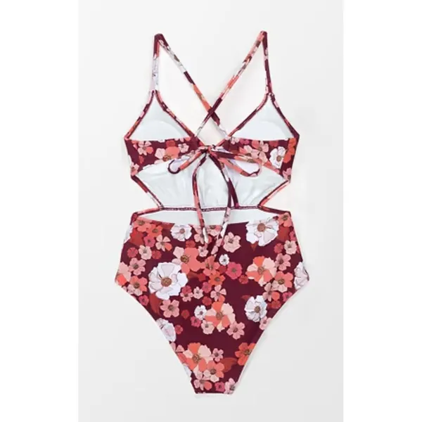 Cupshe Olivia Women XL Floral One Piece Cross Straps Back Tie Floral Swimsuit - Image 5