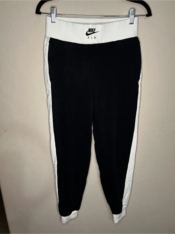 Nike Air Woman’s BB Black White Heather Colorblock HR Sweat‎ Pant Jogger Pants - Image 2