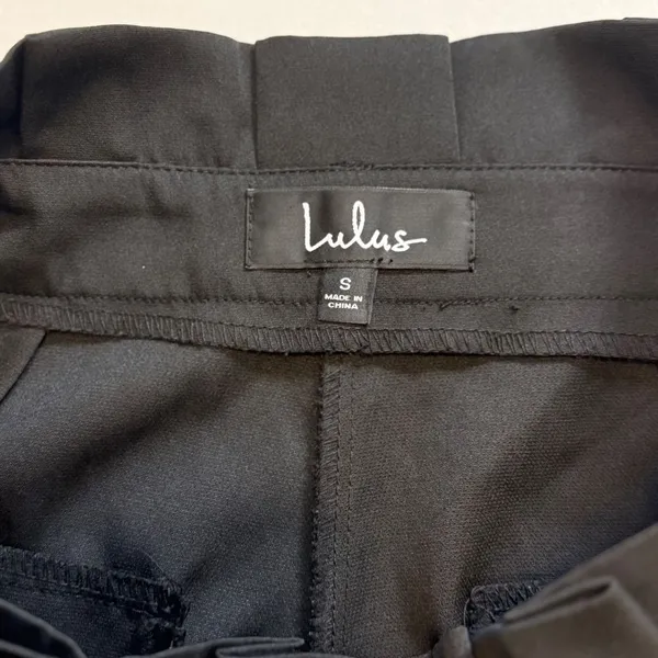 Lulus Black Paperbag Waist Tapered Pants High Rise Tie Waist Trousers Small - Image 7