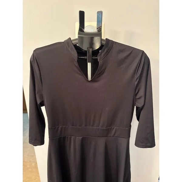 Nmoder Women's black Quarter‎ Sleeve Midi V-Neck Polyester Dress Size XL - Image 2