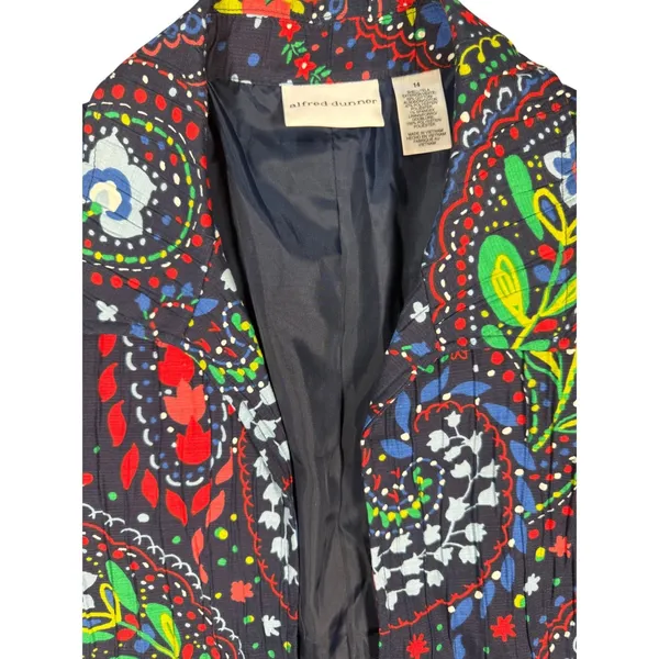 Alfred Dunner Colorful Floral Paisley Print Open Front Jacket‎ Blazer Size 14 - Image 5