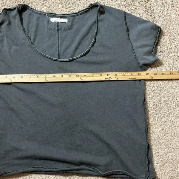 We The Free Gray Cotton Distressed Raw Hem Tee Shirt Women's Medium Grunge‎ - Image 3