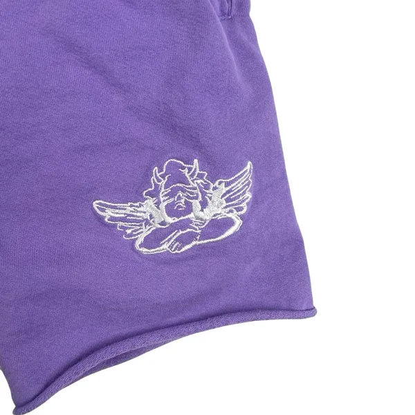 Boys Lie Purple Embroidered Logo Knit Drawcord Activewear Casual Sweat Shorts S - Image 3