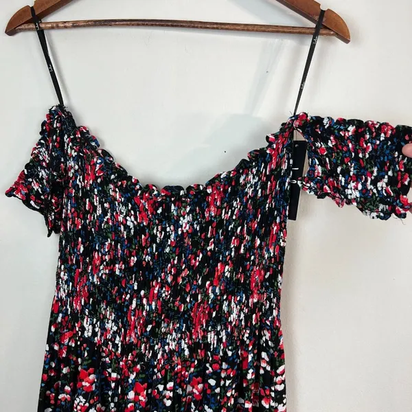 Lulu's‎ Maxi Dress XL Black Floral Off the Shoulder Maxi Side Slits Romantic New - Image 3