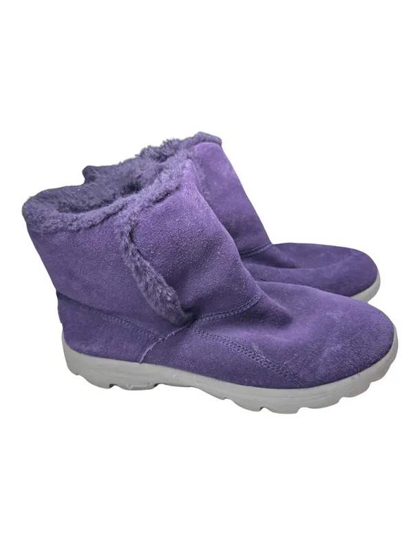 Skechers on-the-go Purple leather Suede Plush-Lined Winter Boots 8.5 slip on - Image 2