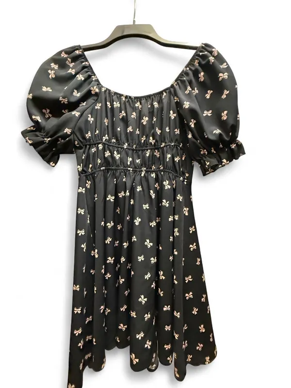 Black mini dress with pink bow decals Size M - Image 3