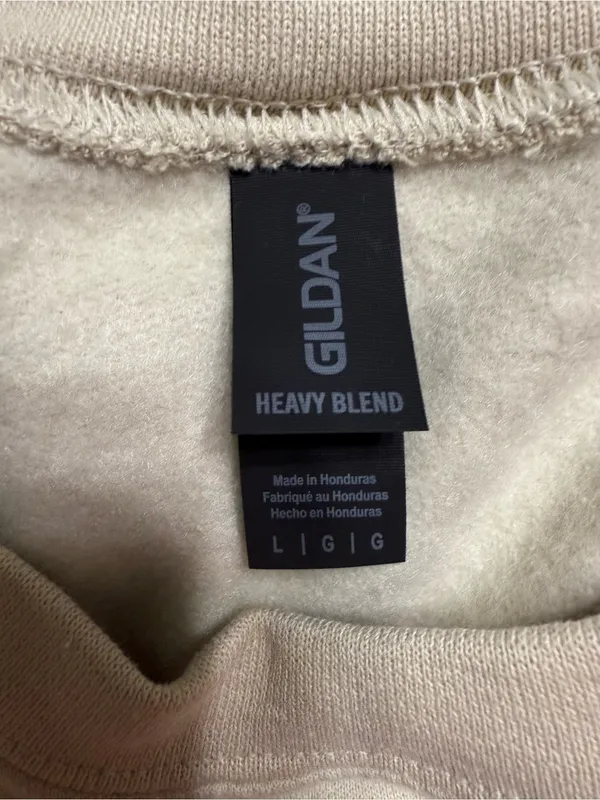 Gildan Tan Sweatshirt with Brown Checkered & Leopard Smiley Graphic - Image 2