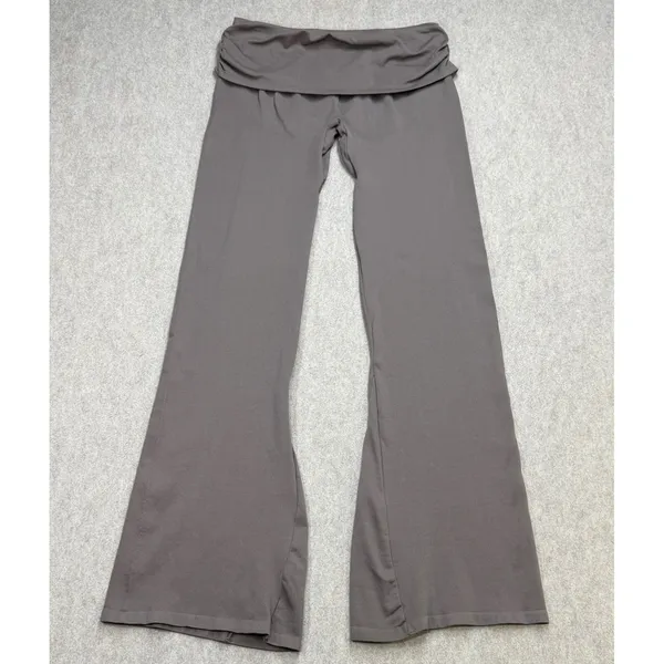 OQQ Yoga Pants Women XL Gray Athleisure Y2K Flare Leg Foldover Waistband Casual - Image 2