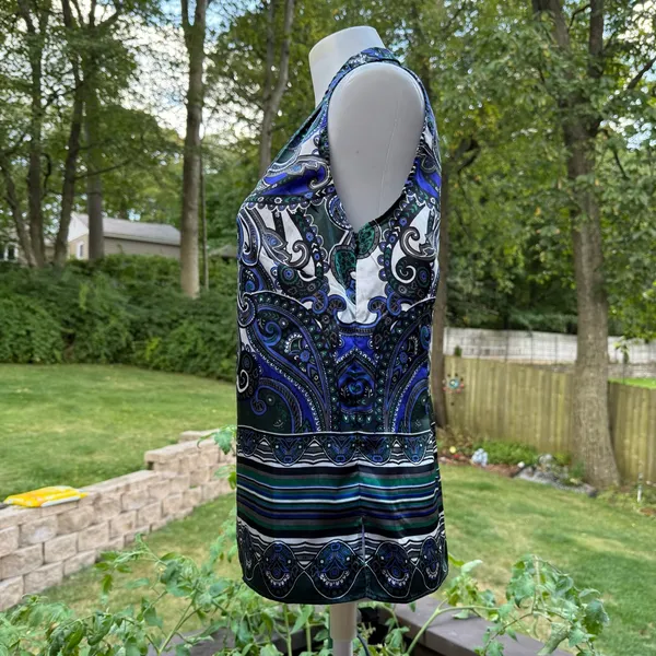 Laundry By Shelli Segal Paisley blouse Top - Blue and Black size 6 - Image 2