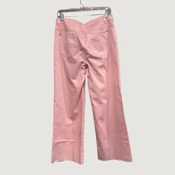 APNY New York Womens Pink Wide Leg Jeans High Rise Raw Hem Size 12 Stretch Denim - Image 3
