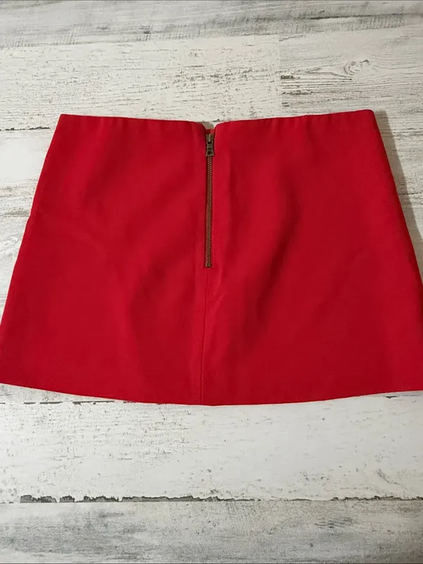 Alice + Olivia Red Asymmetrical Wrap Mini Skirt Poppy Red - Image 5