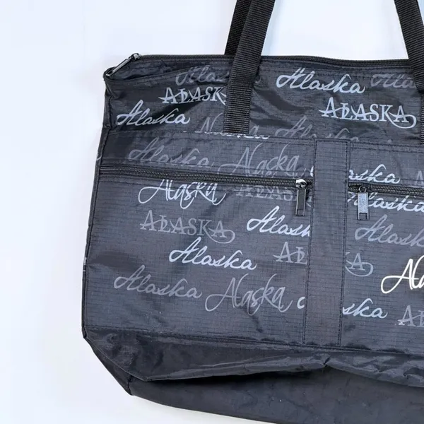 Black Tote Bag Alaska Multi Pocket Shoulder Strap Beach Travel Gorpcore - Image 3