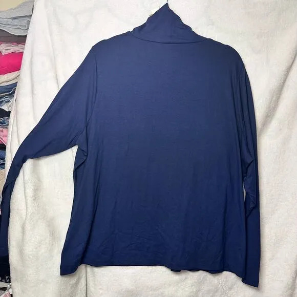 Woolovers Slim Polo Neck Top in Navy Blue Size‎ XL - Image 2