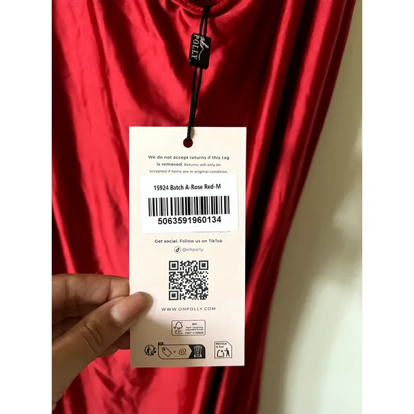 Oh Polly Adelina Asymmetric Tie Back Maxi Gown Dress in Cherry Red Size M New - Image 8