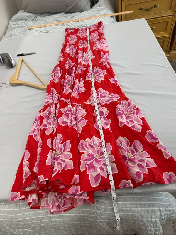 Abel The Label Anthropologie Floral Red & Pink Maci Dress‎ Medium - Image 6