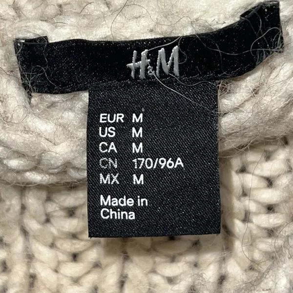 H&M Pullover Sweater Cable Knit High Collar Wool‎ Alpaca Blend Beige Size Medium - Image 6