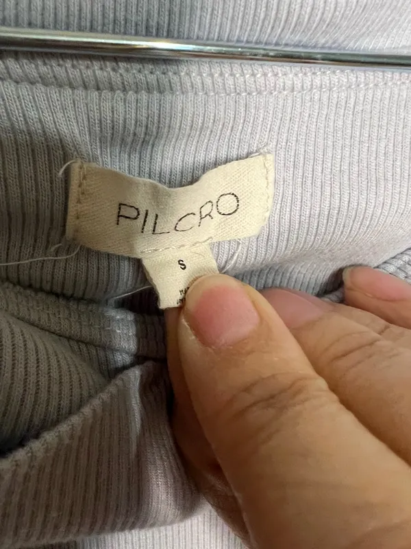 Pilcro Anthropologie Off The Shoulder Light Blue Micro Ribbed Long Sleeve‎ Top - Image 6