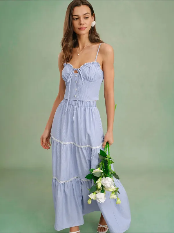 Rihoas Blue Sweetheart Neck Cami Top - Image 3