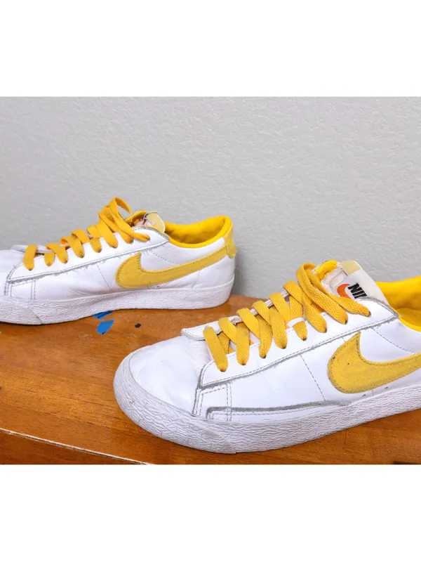 Nike Zoom Blazer Low SB Sneakers 8 White Yellow Skateboarding Cushioned - Image 7
