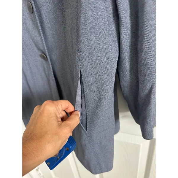 Renfrew Womens Blue Herringbone Longline Blazer Jacket Size 14 Made in USA - Image 3