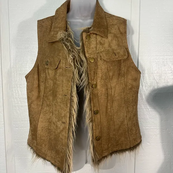 Wilson’s Leather Maxima Brown Fur Lined Vest Size XL EUC - Image 2