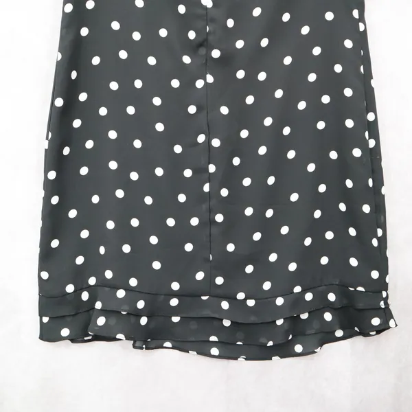 Apostrophe Black Polka Dot‎ Sleeveless Dress Knee Length Retro Tie Chic Large 12 - Image 7