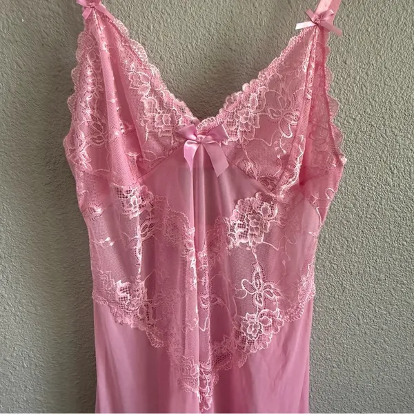 Oh la la Cherie Pink Lace Mesh Babydoll Chemise Size‎ 3X/4X - Image 2