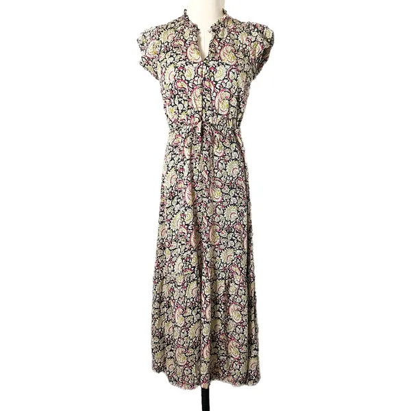 Emerson Fry Love Tòmas Modal Maxi Dress Pink Paisley Hand Block Print Size Small - Image 2