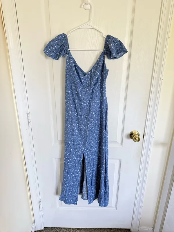 Reformation Baxley Midi Dress in Marie Blue Floral - Image 4