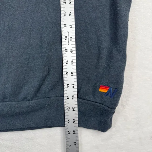 Aviator Nation Womens Smiley Face‎ Rainbow Stripe Raglan Sweatshirt Gray Medium - Image 3