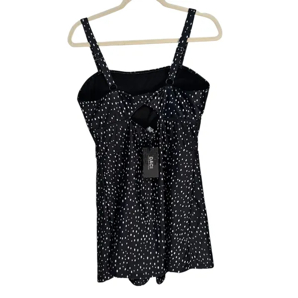 DACI Classic Fashion Collection Black White Polka Dot Square‎ Neck Mini Dress L - Image 9