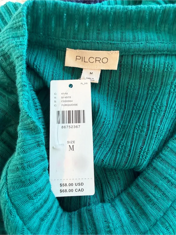 Anthro Pilcro Sheer Layering Top NWT Medium Green Jade - Image 5